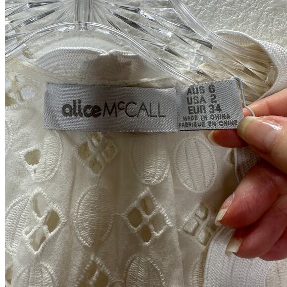 Alice McCall Daybreak White Ivory Broderie Lace Midi with Slip Dress 2 - Picture 8 of 16